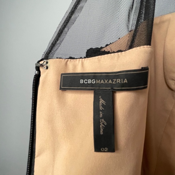 BCBGMaxAzria Black Floral Embroidered Illusion Sheath Dress Size 2 - Picture 9 of 12